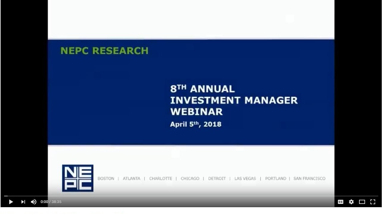 Video image cover for the 8th annual investment manager webinar replay.