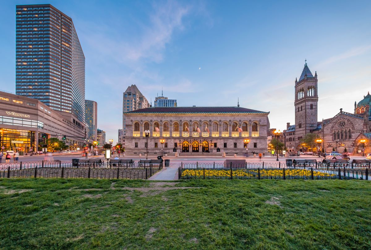 View of the architecture of Boston at Copley Square in Massachusetts, USA.