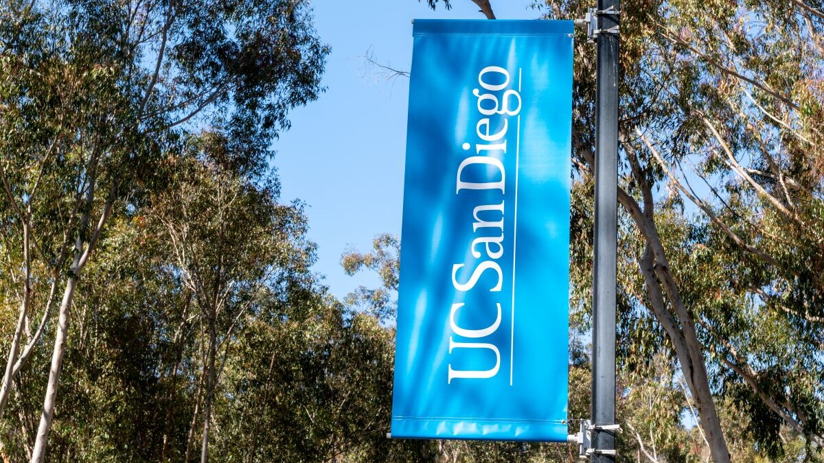 image of uc san diego banner on light post