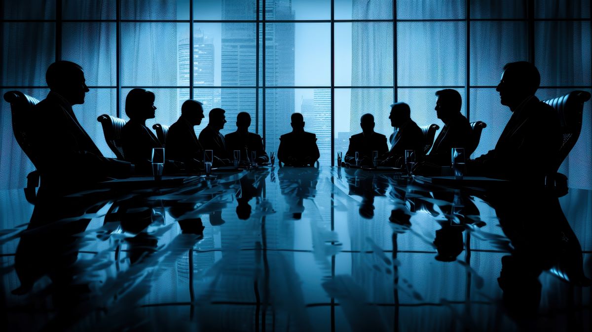 image of employees sitting around conference room table